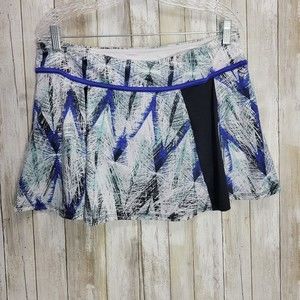 Eleven by Venus Williams Skort Womens Large Pleated Blue Abstract Wide Waistband